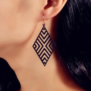 Black Geometrical Shaped Hollow Earrings